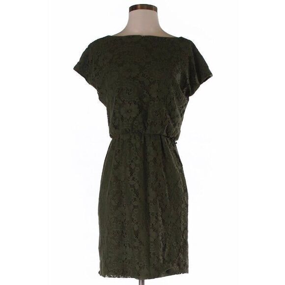 NWOT Danny & Nicole Lace Dark Green Sheath A-Line Cap Sleeve Dress Size 4 - Picture 1 of 3